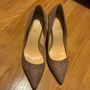 American Glamour by Badgley Mischka rose gold sparkly heels